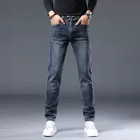 秋冬新款欧货高端轻奢牛仔裤男后口袋印花时尚百搭潮牌长裤