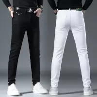 秋冬新款牛仔裤男装时尚简约修身小脚休闲男士弹力牛仔裤子男