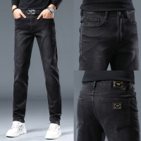 秋冬新款黑色牛仔裤男直筒潮牌弹力修身小脚秋季休闲男裤长裤