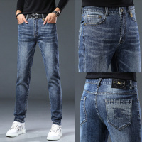 秋季新款小直筒弹力休闲潮牌蓝色男士牛仔裤时尚百搭