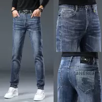 秋季新款小直筒弹力休闲潮牌蓝色男士牛仔裤时尚百搭