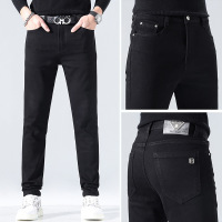 黑色牛仔裤男士修身小脚裤男款潮流休闲弹力潮牌时尚欧货加绒长裤