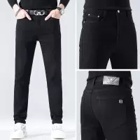 黑色牛仔裤男士修身小脚裤男款潮流休闲弹力潮牌时尚欧货加绒长裤
