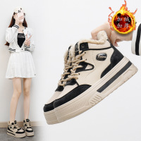 女式棉鞋厚底面包鞋女秋冬加绒加厚棉鞋保暖高帮小白鞋女