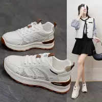 ins韩版皮面低帮老爹鞋女秋季新款透气增高休闲