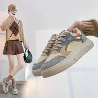 秋季小白鞋新款韩版ins女学生厚底增高皮面透气休闲鞋