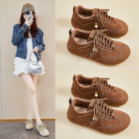 秋季小白鞋新款韩版ins女学生厚底增高皮面透气休闲鞋