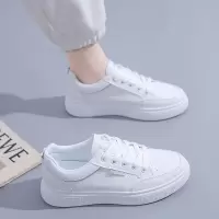 秋季小白鞋新款韩版ins女学生厚底增高皮面透气休闲鞋