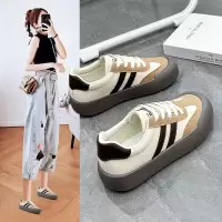 秋季小白鞋新款韩版ins女学生厚底增高皮面透气休闲鞋