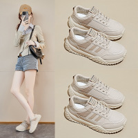 秋季新款透气ins潮韩版皮面鞋女学生街拍跑步运动休闲鞋