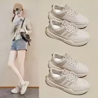 秋季新款透气ins潮韩版皮面鞋女学生街拍跑步运动休闲鞋