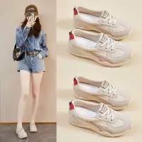 秋季新款透气ins潮韩版皮面鞋女学生街拍跑步运动休闲鞋