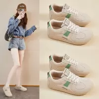 秋季新款透气ins潮韩版皮面鞋女学生街拍跑步运动休闲鞋