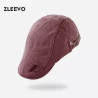 / 简约刺绣帽子秋季新款水洗鸭舌帽男女士复古贝雷帽