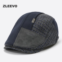 文艺复古前进帽秋冬画家帽休闲男女士拼接英伦鸭舌帽子