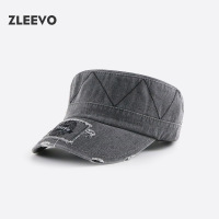 / 字母刺绣帽子水洗做旧平顶帽男女士户外休闲遮阳帽子