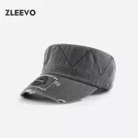 / 字母刺绣帽子水洗做旧平顶帽男女士户外休闲遮阳帽子