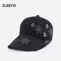 四季水洗软顶棒球帽贴钻鸭舌帽时尚个性户外欧美风帽子棉