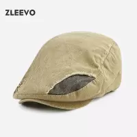 / 亲子拼接英伦男女贝雷帽做旧水洗鸭舌帽复古文艺童帽