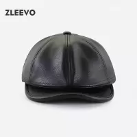 / 秋冬季日系PU皮短檐棒球帽个性男女鸭舌帽子