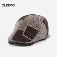 春秋季拼接前进帽英伦复古男女士贝雷帽青中老年鸭舌帽子