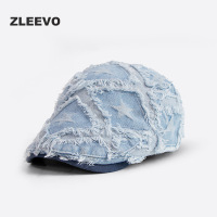 水洗牛仔破鸭舌帽女贝雷帽休闲百搭春秋前进帽子