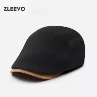 简约复古英伦风纯色前进帽时尚文艺贝雷帽百搭男女画家帽撞色条纹