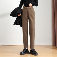 西装裤美拉德高级感女仿毛呢裤女秋季高腰休闲哈伦九分裤