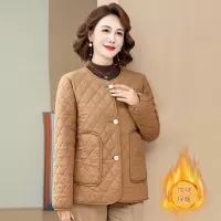 中年妈妈秋冬装加绒小棉衣新款中老年女短款大码棉袄洋气外套