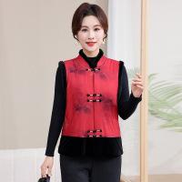 中式复古妈妈装马甲外套时尚洋气中老年棉衣马夹大码加绒女装60岁