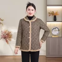 妈妈装洋气中老年棉衣外套加绒保暖冬装棉服女冬天碎花中年40-60