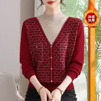 年女装新款大码宽松中老年针织上衣时尚假两件妈妈装冬季衣服