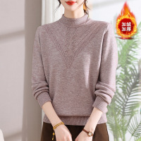 年女装新款针织衫洋气妈妈装中老年人衣服中领加绒保暖冬小衫