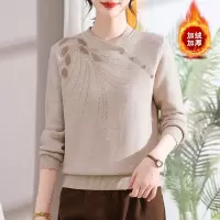 年女装针织妈妈装洋气烫钻女50岁简约中老年女装毛衣女冬加绒