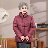 新款冬装奶奶装棉衣时尚简约老年人衣服棉袄加绒保暖冬天衣服4050