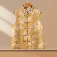 新款古风中老年女装马甲外套时尚简约国风马甲妈妈装冬装加绒女款