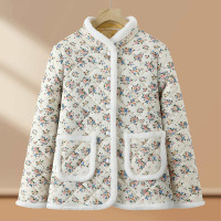 新款妈妈冬天衣服40-60岁洋气碎花中老年棉服女50岁加绒保暖外套