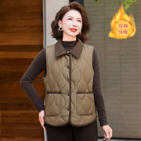 时尚女装冬装马甲40-60岁简约翻领婆婆装冬装马夹外套女冬季衣服