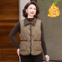 时尚女装冬装马甲40-60岁简约翻领婆婆装冬装马夹外套女冬季衣服