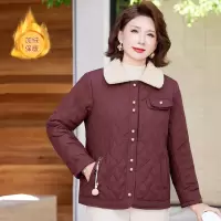 时尚女装短款妈妈棉衣翻领款女装加绒保暖中老年棉服女冬天衣服厚