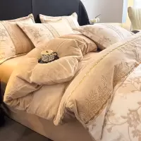 A类母婴级冬季加绒加厚双面绒四件套花绒珊瑚绒被套牛奶绒床单4