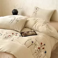 A类牛奶绒毛巾绣床单四件套秋冬加厚双面珊瑚绒被套床单床笠