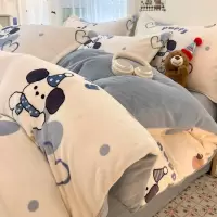 ins卡通加厚牛奶绒被套单件冬季保暖双面加绒被单宿舍单人被套