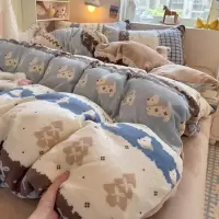 冬季加厚牛奶绒床上四件套双面珊瑚绒被套加厚被罩床单宿舍三件套