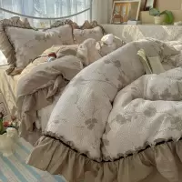 新款复古法式美学花边款四件套ins水洗棉麻A类床上用品三件套