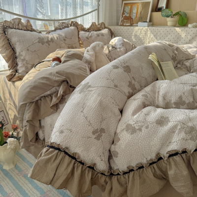 新款复古法式美学花边款四件套ins水洗棉麻A类床上用品三件套