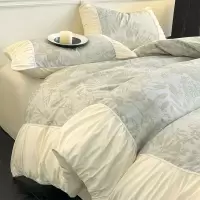 法式复古水洗棉床上四件套少女心皱皱边床单被套学生宿舍三件套