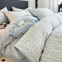 A类加厚纯棉磨毛床上四件套冬季全棉高档提花被套床单三件套床笠4