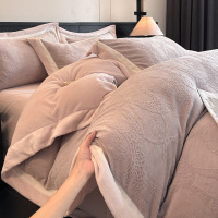 a类秋冬牛奶绒四件套7D花绒保暖被套罩冬季加厚双面绒床上用品