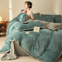 加厚牛奶绒珊瑚绒床上四件套冬季法兰绒被套新款床单三件套件